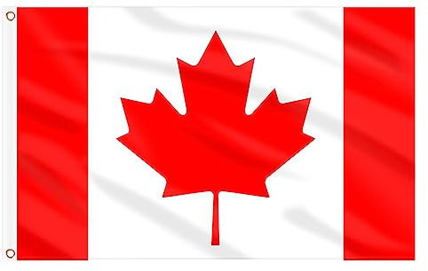Grand drapeau canadien pour l'extérieur - Double face avec œillets en laiton pour décoration de fête olympique, bar, jardin, rue, intérieur et extérieur