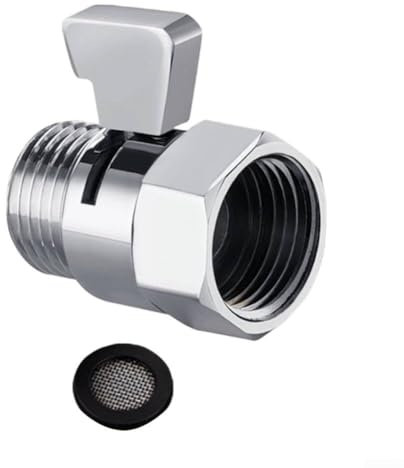 Solid Brass Shower Head On/Off Valve G1/2 Inch Flow Control Chrome Plated Black Bathroom Plumbing Fittings(Chrome)