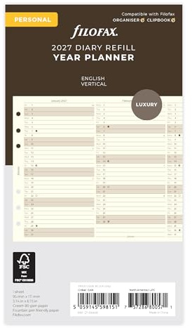 Filofax Persönlicher vertikaler Jahresplaner 2027, cremefarben