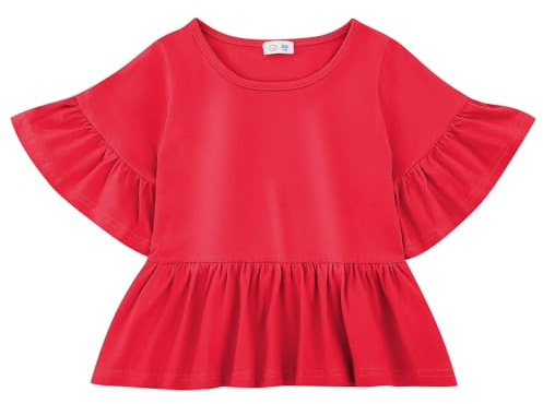 KAKU NANU Maglietta Bambina Cotone T Shirt Rossa Top Estivi Moda 4 5 Anni