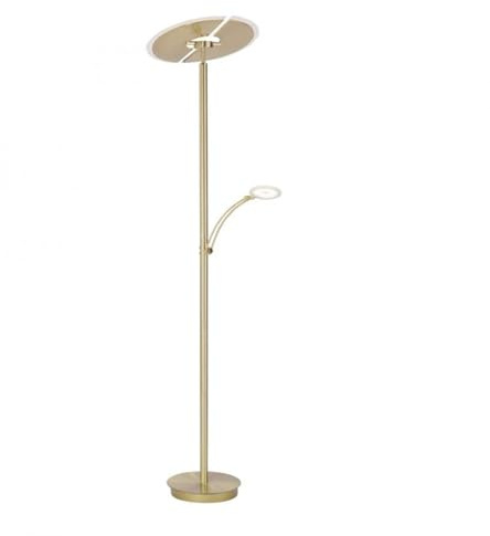 Licht-Erlebnisse LED Stehlampe Metall in Messing Wohnzimmer 200 cm 46 W 5770 lm blendarm Leselicht dimmbar Farbtemperaturwechsel flexible Stehleuchte Modern ZABRIA