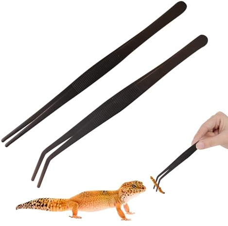 2 Stück Aquarium Pinzette Set, 25cm Gerade Pinzette und 25cm Gebogene Pinzette, Futterwerkzeug für Aquarium, Küchenpinzette Edelstahl für Wasserpflanze Pflanzenpinzette Reptilien Futterzange