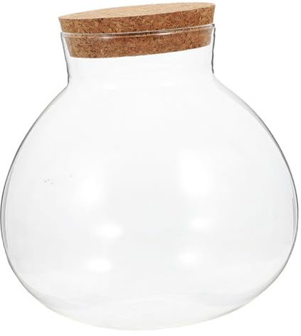 Kisangel Rundes Flaschengarten Terrarium mit Korkverschluss Transparente DIY Ökoflasche für Moos Dekoratives Ökosystem für und