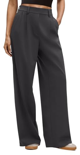 LASLULU Womens Yoga Dress Pants Wide Leg Casual Stretch Office Teacher Travel Track Trousers Pull on Comfortable Business Casual Stretchy Work Pants Slacks for Women (Grey, Medium)