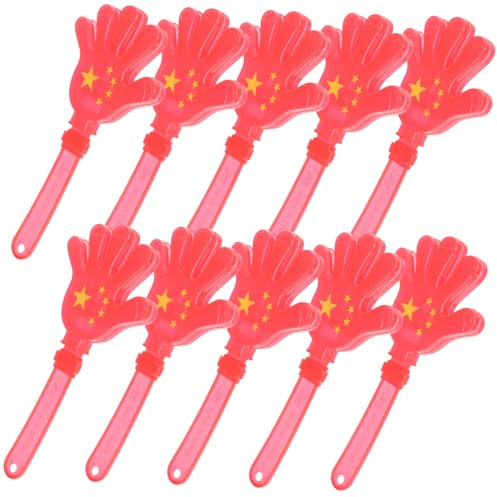 Zerodeko 10pcs Five Red Flag Hand Clappers Noise Makers Party Favors for Cheering Props Easy to Hold Plastic Clappers for Birthdays Sports Games Weddings