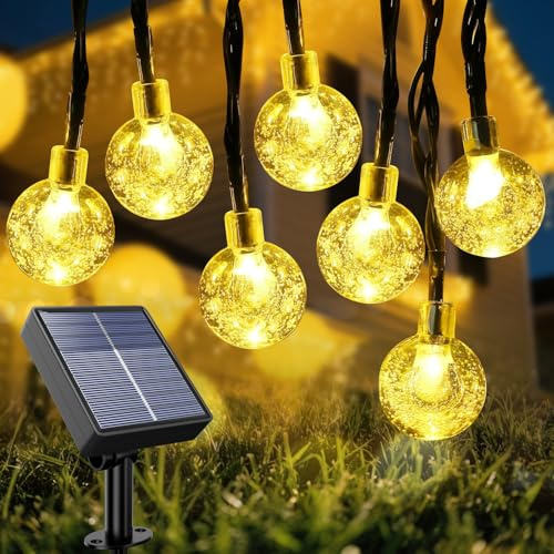 Electight Catena Luminosa Esterno Solare, 10M 100 Led Luci Esterno Energia Solare, IP65 Impermeabile Luci Solari da Giardino, 8 Modalità, per Balcone, Terrazza, Feste, Natale, Bianco Caldo