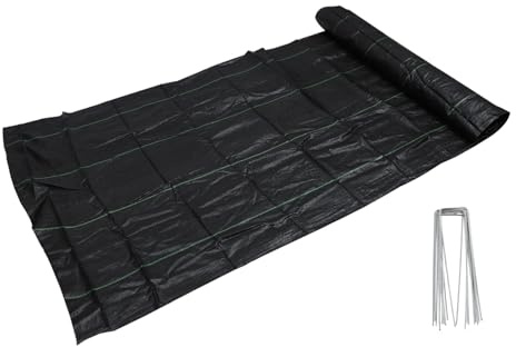 FUNOMOCYA Telo Pacciamatura Antierbacce in PP con Picchetti Resistenti per Giardino e Vigneto Copertura e Durevole per Aiuole e Paesaggistica