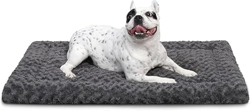 Exsnugy Waschbares Hundematte für Mittelgroße Hunde,M 76×48 cm,Dunkelgrau | Hundebett mit Rutschfeste Unterseite,Ganzjährig geeignet,Bequeme Atmungsaktive Hundekissen für Kleine bis Mittelgroße Hunde