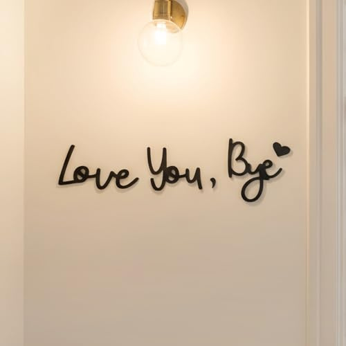 Love You Bye Door Sign, Black Wall Art for Hallway and Stairs, Modern Valentines Decoration