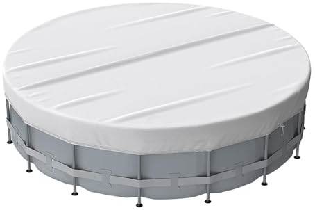 FUANA Round Pool Cover for Above Ground Swimming Pools, 210D Solar Cover with Drawstring for Debris Protection, Fits 6FT 8FT 10FT 12FT 15FT 18FT, Black/Silver silver15FT