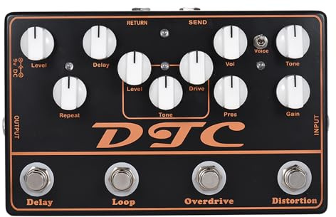 Aumotop Multifunktionell DTC 4-i-1 Elgitarreffekter Pedaldistortion Overdrive Loop Delay för Gitarrspelare Metallmaterial (Aumotopy6z4k10fw8-I3219)