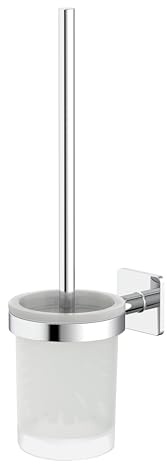 Lenz WC-Bürstengarnitur VARO in Chrom – Herausnehmbarer Glasbehälter