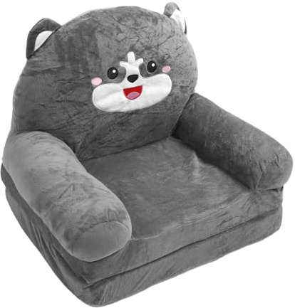 Sofá Plegable para Niños, sofá de Descanso Ligero con Diseño de Perro de Dibujos Animados, Cama Extensible para Leer, Jugar, Dormitorio, Material de Felpa (2 Capas)