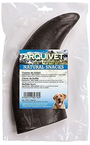 Arquivet, Büffelhorn für Hunde, Kaubüffelstange, natürlicher Hundesnack, Zahnsnack aus Büffelhorn, Leckerlis und Leckerlis für Hunde, Beutel 1 Stück