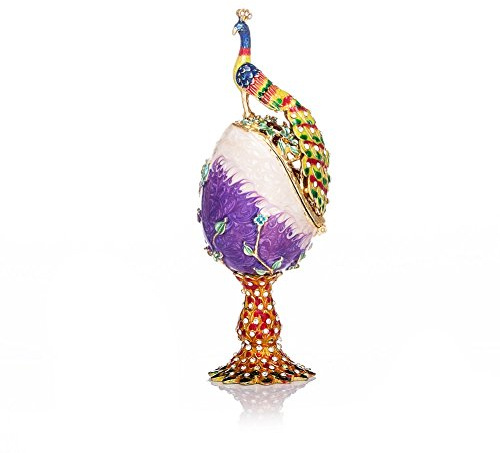 QIFU Hand Painted Easter Egg Decorative Enamel Trinket Box(QF1486)