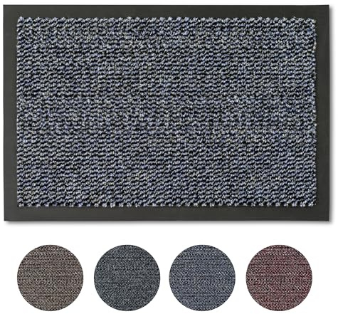 Carpido Fußmatte 80 x 120 cm Blau meliert für den Innenbereich - Klassischer Türvorleger schnelltrocknend - rutschfeste Sauberlaufmatte - Langlebige Türmatte | Rutschfeste Fußmatte Innenbereich Türvorleger schnelltrocknend Sauberlaufmatte langlebig Türmatte leicht zu reinigen robust