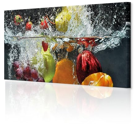 decomonkey Bilder Küche 150x50 cm XXL 1 Teilig Leinwandbilder Wandbild Obst | Strukturleinwand, Holzkeilrahmen, Bild auf Leinwand, Kunstdruck, Wanddeko, Wohnzimmer, Wanddekoration, Gemüse