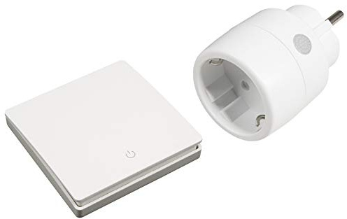 McPower Funk-Schalter Set Kinetic | Steckdose mit Wandtaster | Batterielos | max. 2000W | 433,92 MHz | bis 200m Reichweite | IP20 Innenbereich | Einsteckschutz | Smart Home kompatibel