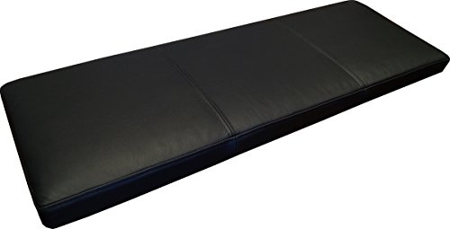 Quattro Meble Schwarz Echtleder Bankauflage Sitzkissen Lederkissen Sitzpolster Bank Auflage doppelt genähtes Echt Leder Kissen Sitzauflage (35 x 200 cm)