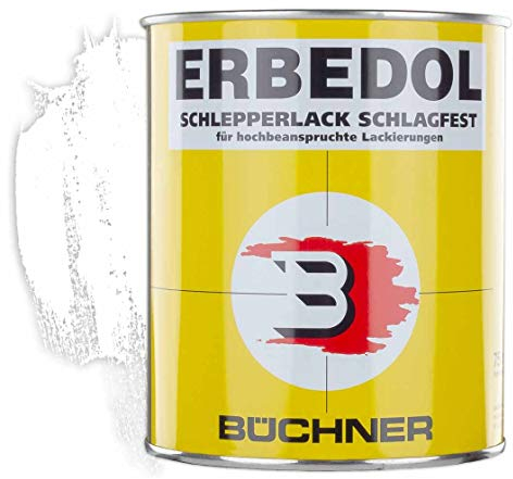 Erbedol | Schlepperlack | reinweiss | RAL 9010 | 0,75 l Farbe | Beschichtung | Traktor | Agrar | Lack | Lackierung | kratzfest | wetterfest | stoßfest | Schlepper | glänzend