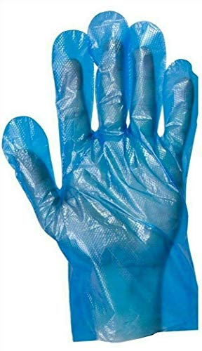 We Can Source It Ltd – Blue PE Plastic Polythene Gloves – Disposable Food Safe Gloves - Textured Grip for Catering, Food Handling, Cleaning, Low-Risk Care – One Size Fits All - Pack of 500