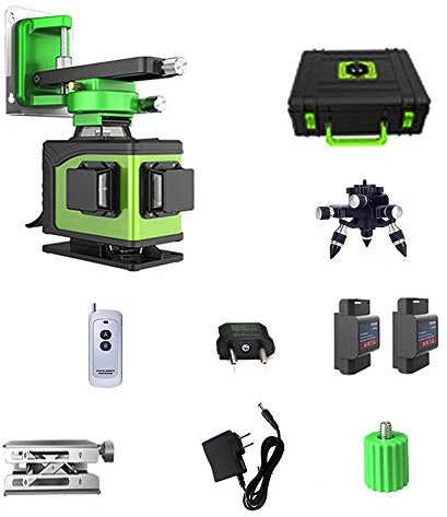 Horizontal And Vertical Beam 16 Line 4D Level 360 Vertical And Horizontal Light Level Self-leveling Cross Line 4D Green Light Level With Outdoor Beam Level (Color : 16 line with stand)