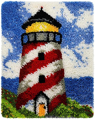 ROCKY&CHAO Häkel- und Handarbeitssets zum Selbermachen, mit Garn, Häkelnadel und Geschenkbox, Motiv: Baum des Lebens, bedruckt, 50,8 x 50,8 cm (Leuchtturm)