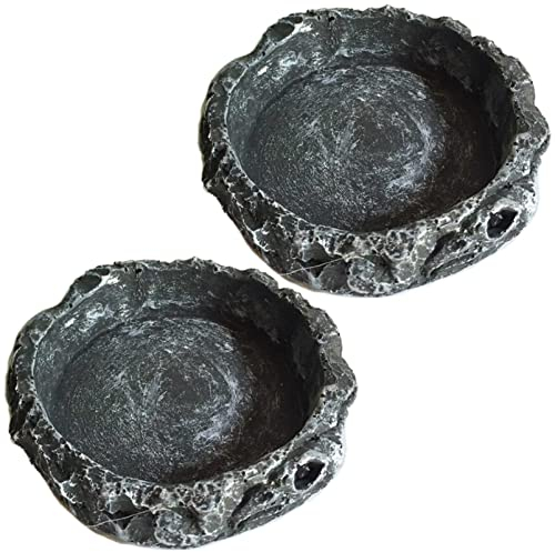 FORYNXHWIN 2Pcs Reptile Näpfe, Näpfe Terrarium, Reptilien Fressnapf, Reptilien Wasserschale, Reptilienschale, Terrarium zubehör-Terrarium Wasserschale für Gecko,Eidechse,Chamäleon,Schlange,Schildkröte