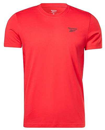 Reebok T-Shirt à Manches Courtes avec Logo identité, Rouge/Noir, L