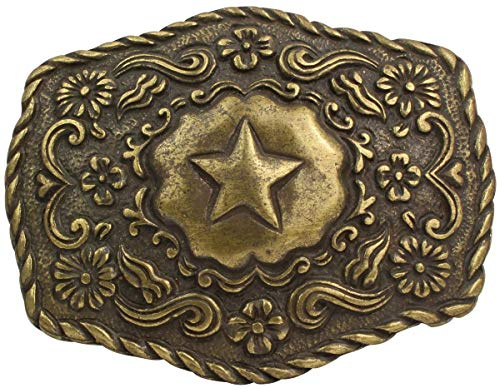 BELTINGER Gürtelschnalle Stern mit Blumen 4,0 cm | Buckle Wechselschließe Gürtelschließe Reitaccessoires 40mm Massiv | für Reit-Outfit