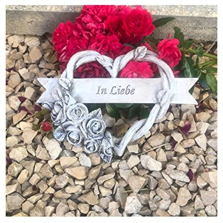 Radami Grabschmuck Grabherz Rosenranke Rosenblüten Herz Rosenherz Grabdekoration 14cm In Liebe