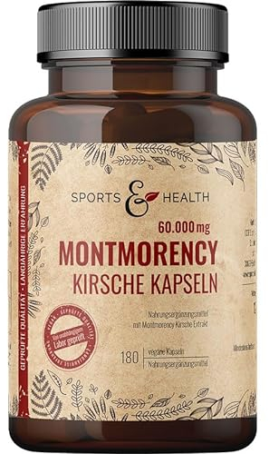 Montmorency Kirsche Kapseln – 180 Kapseln – 1200 (50:1) mg pro Tagesdosierung - Vegan - Frei von Zusatzstoffen – Montmorency Sauerkirsche Hochdosiert