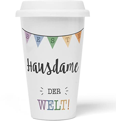 JUNIWORDS To-Go Becher mit Deckel, Beste Hausdame der Welt (5702882)