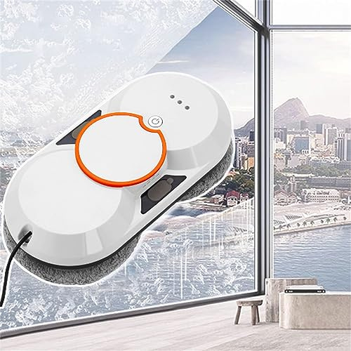 emobwdy Robot Lavavetri, 5600 Pa Robot Pulizia di Finestra- Getto d'Acqua/Telecomando,Profilo Sottile 70 Mm/Serbatoio Acqua 2 * 30 Ml/Protezione ups 20 Min,White