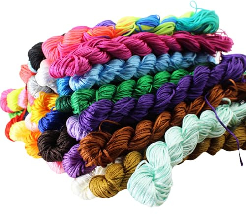 Tucireat Makramee Armband Garn 23 Stück Makramee Garn 1mm Chinesische Knüpfschnur Nylonschnur für Armbänder 23 Farben Geflochtene Nylon Baumwollschnur 1mm Makramee Armband Gewinde