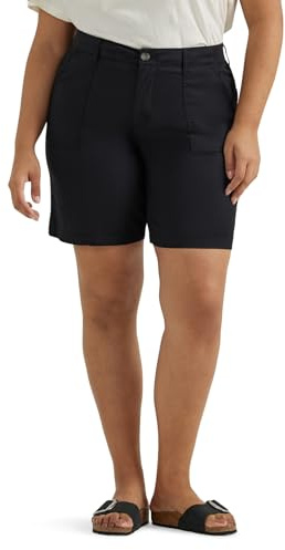 Lee Women's Plus Size Ultra Lux Comfort with Flex-to-Go Utility Bermuda Short Union-All Black 20 Plus