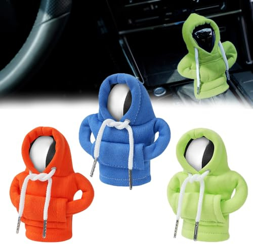 YaLiyA 3 Stück Auto deko Schalthebel Hoodie Auto accessoires Mini Hoodie für Gangschaltung Schaltknauf Überzug Universal Dekoration Passend für Manuelles oder Automatisches Dekoratives Autozubehör