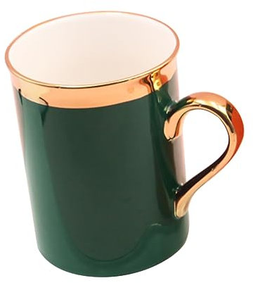 Zerodeko Keramik Kaffeetasse Mit Deckel Und Rutschfester Unterseite 300ml Grüner Milchbecher Für Büro Und Zuhause Verbrühschutz Und Praktischer Griff