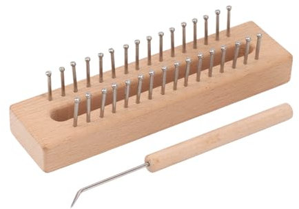 LOCADENCE Strickwebstuhl, Quadratisches, Langlebiges Strickbrett aus Holz für Anfänger, DIY Handwerkswebwerkzeug Zur Herstellung von Matten, Schals, Hüten, Haarbändern, Tüchern, Decken