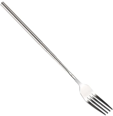 1 Pack Extendable Long Handle Fork Stainless Steel BBQ and Fruit Fork for Barbecue Toasting Durable and Adjustable Design Silver Color