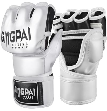 OLYSPM Guanti MMA,Guanti da MMA,Guantoni da Boxe Senza Dita con Traspirabilità Superiore,Uomo Donna Guantini MMA per Sparring,Punching,Kickboxing,Muay Thai