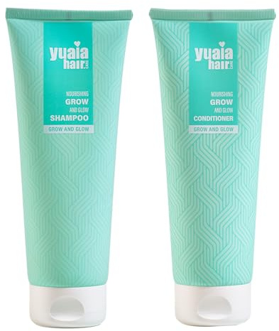 Yuaia Haircare Grow and Glow stärkende Shampoo & Haarspülung | Mit Capilia Longa- und Amaranthus Caudatus-Samen-Wirkstoff für kräftigeres und voluminöseres Haar | Sulfat- und silikonfrei, 2 x 250 ml