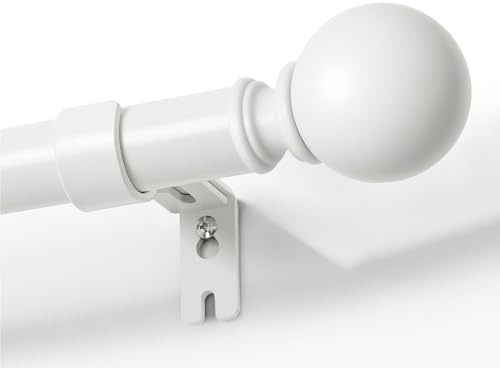 Joydeco Einstellbare Weiß Gardinenstange Set 76cm-114cm Dekorative Vorhangstange mit Aluminium Endkappe für Duschraum Schlafzimmer Wohnzimmer DEY7A