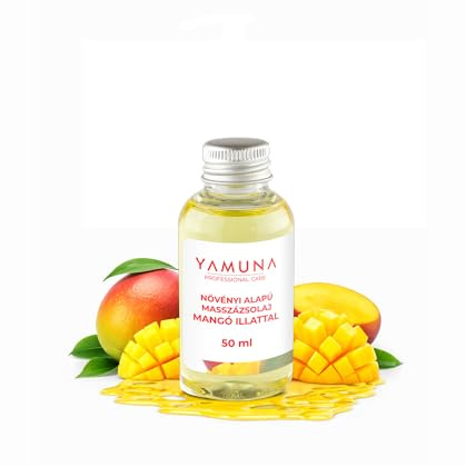 YAMUNA NATURAL BEAUTY Massageöl, 100% pflanzlich, Naturkosmetik aus Ungarn. Professionelles Öl – frei von Paraffin und Parabenen für eine erfrischende Massage. (50 ml) (Mango)