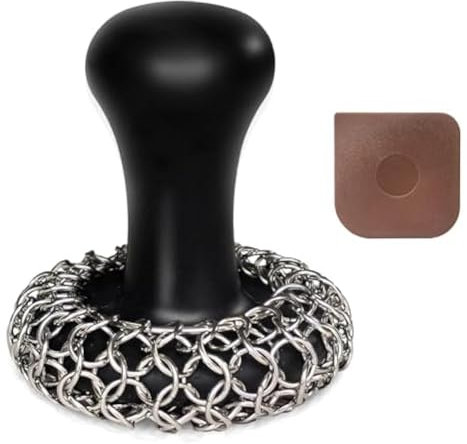 Qerwsdty Grattoir en fonte facile à nettoyer, nettoyeur de poêle en forme de cotte de chaîne pour ustensiles de cuisine