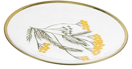 PAMINGONO 1pezzi Piatto Decorativo Con Dorato Piatto Da Servizio Elegante Per Dessert Insalate e Snack Adatto Per Uso Domestico e Ristoranti