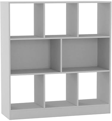 URBNLIVING 8 Cube White Asymmetrical Storage Side Cabinet Freestanding Wooden Bookcase Shelve 3-Tier Square Organiser Home Display Rack Unit for Living Room Office Hallway
