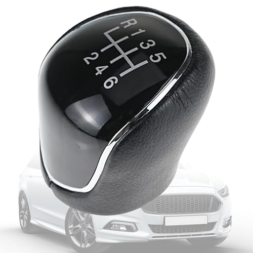 LEVANLIGHT Ford Car Gear Knob 6 Speed, Gear Stick Knob Fit for Ford Focus Fiesta Mk2 Mk3 C-Max S-Max Mendeo IV Mk4 Car Gear Shift Knob, Gear Stick Knobs, Premium PU Leather Ford Fiesta Gear Knob - Bla