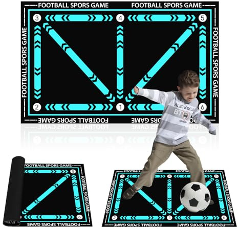 Fußball Trainingsmatte, 90 x 60 cm Fußballmatte, Rutschfeste Stoßdämpfende Fussballmatte, Sportmatte Trainingsteppich Fussball Trainingszubehör für Kinder