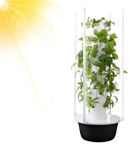 PPLDABNK Auto Water Circulate Hydroponics Tower, Soilless Cultivation Vertical Tower Farming Garden Planter, Hydroponics Growing Kit with Water Circulation and LED Grow Lights for Gardening Lover